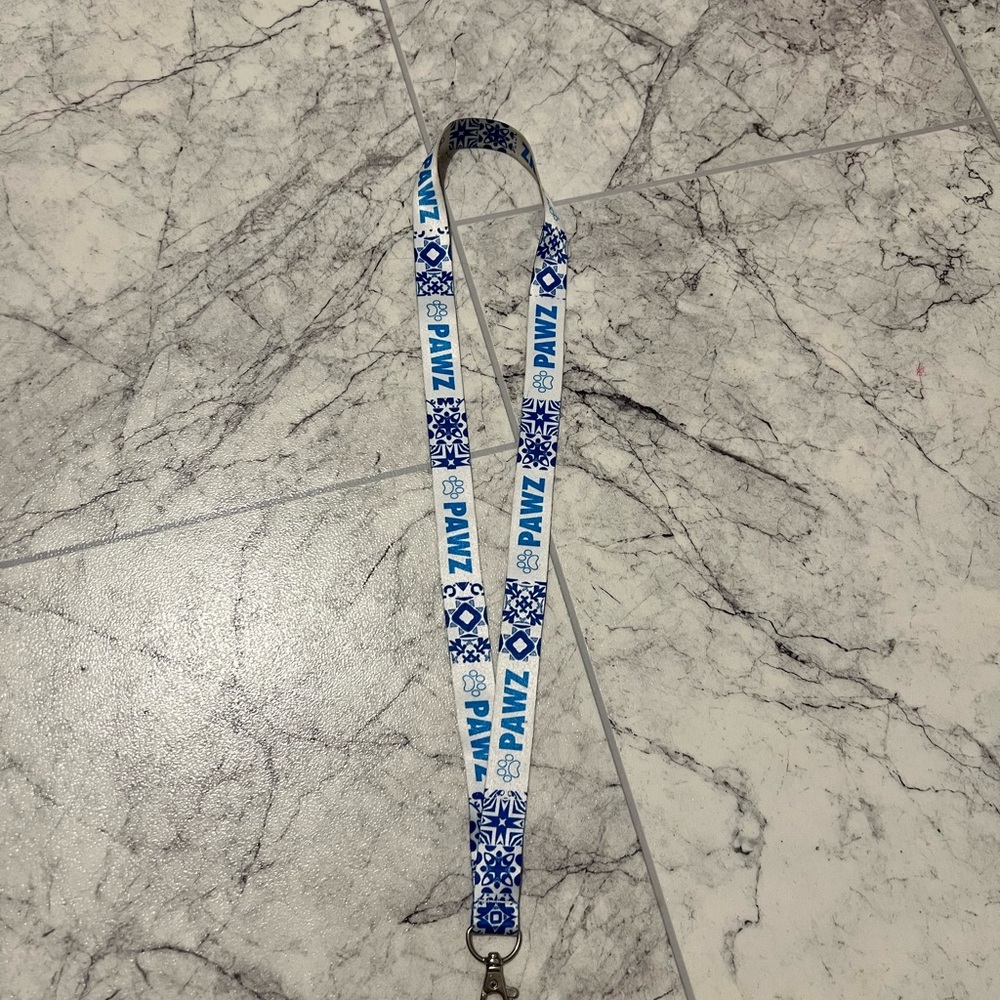 PAWZ Vibrant Blue and White Lanyard